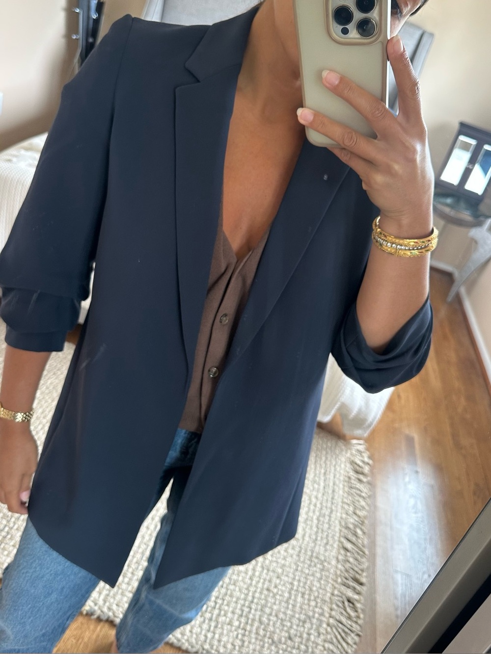 Lafayette 148 New York Navy Open-Front Blazer